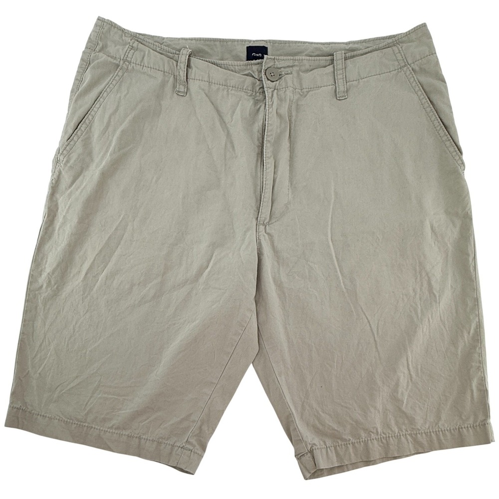 GAP Mens Shorts Size‎ 34 Khaki Chino Casual Cotton Classic Flat Front